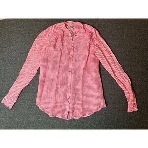 Juicy Couture Shirt Womens Size XS Pink Striped Long Sleeve Button Up Blouse Top